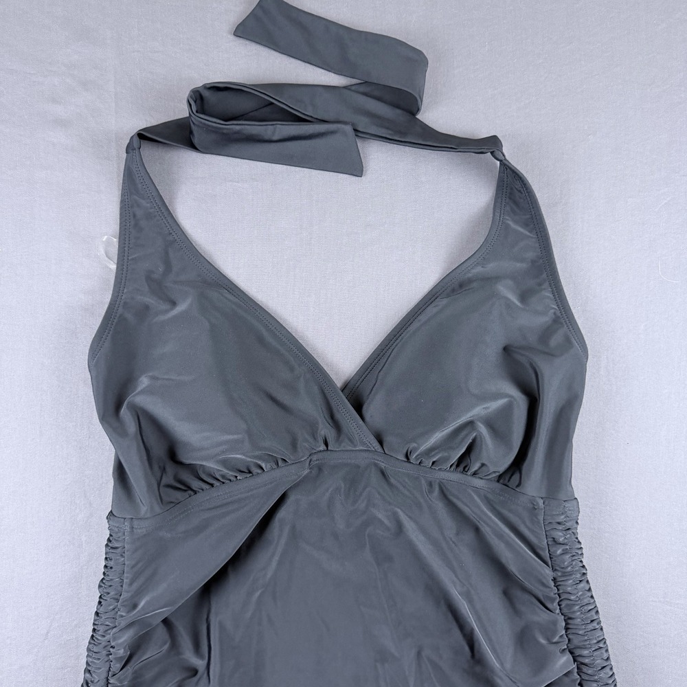 Motherhood Maternity Black  Ruched Sides Halter One Piece Swimsuit Size L